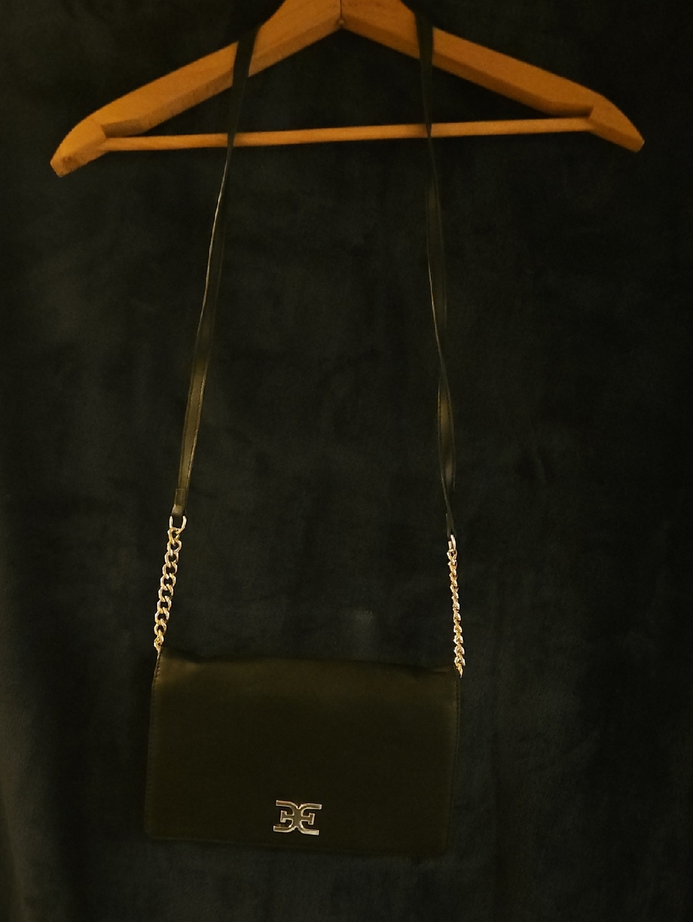 Sam Edelman Black Shoulder Crossbody Bag with Silver Chain Accent